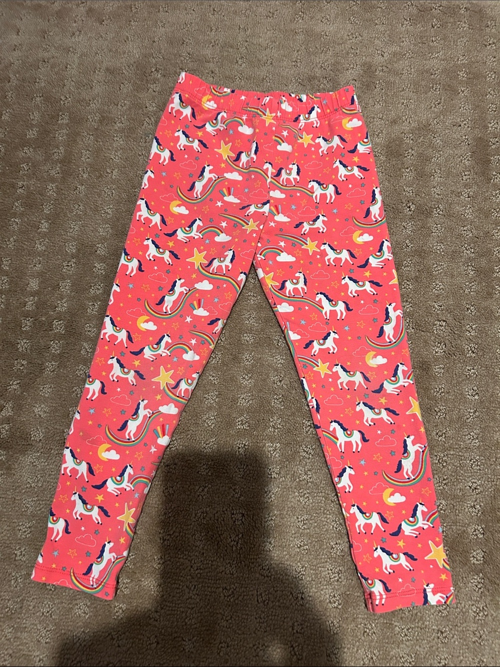 Frugi Organic Cotton girls Unicorn Print Pink Leggings
